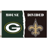 Aangepast formaat voor nfl green bay Verpakkers. 3'x5 'polyester vlaggen huis verdeeld met siants