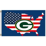 Nfl green bay Emballeurs 3'x5 'polyester drapeaux nous carte pour la vente personnalisée