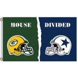 NFL Green Bay Packers 3'x5' polyester flags helmet divided with cowboys for custom sale
