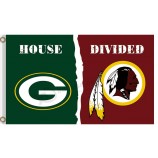 Nfl green bay Empacadores 3'x5 'banderas de poliéster divididas con washington redskins para la venta personalizada