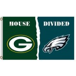 NFL Green Bay Packers 3'x5' polyester flags divided with Philadelphia for custom sale
