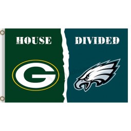 Nfl grüne Buchtpacker 3'x5 'Polyesterflaggen geteilt mit Philadelphia für kundenspezifischen Verkauf