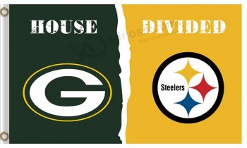 NWholesale custom cheap FL Green Bay Packers 3'x5' polyester flags divided with steelers