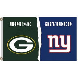 Großhandelskundenspezifischer preiswerter nfl grüner Buchtpacker 3'x5 Polyesterflaggen geteilt mit Riesen