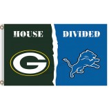 оптовые таможенные дешевые nfl green bay упаковщики 3'x5 'полиэфирные флажки, делящиеся на львы детройта