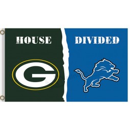 Großhandelskunden preiswerte nfl grüne Buchtpacker 3'x5 'Polyesterflaggen geteilt mit Detroitlöwen