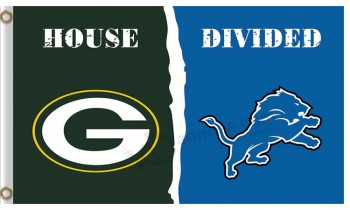 Wholesale custom cheap NFL Green Bay Packers 3'x5' polyester flags divided with Detroit Lions
