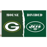 Wholesale custom cheap NFL Green Bay Packers 3'x5' polyester flags house divided with Jets