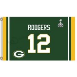 도매 주문 싼 nfl 녹색 베이 포장업자 3'x5 '폴리 에스테르 깃발 rodgers 12