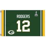 Wholesale custom cheap NFL Green Bay Packers 3'x5' polyester flags Rodgers 12