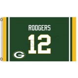 оптовые таможенные дешевые nfl зеленые заливные упаковщики 3'x5 'полиэфирные флажки гвоздики зеленые