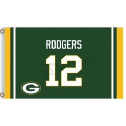 批发定制便宜nfl绿湾包装工3'x5'涤纶旗杆绿色