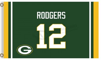 Wholesale custom cheap NFL Green Bay Packers 3'x5' polyester flags Rodgers green