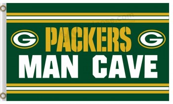 Atacado personalizado barato nfl green Empacotadores 3'x5 'bandeiras de poliéster homem caverna do homem