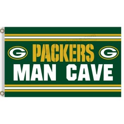 Großhandel benutzerdefinierte billig nfl grün bay Verpacker 3'x5 'polyester fahnen mann höhle