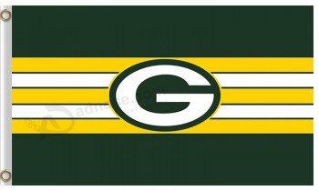 Atacado personalizado barato barato nfl green Empacotadores 3'x5 'poliéster bandeiras logotipo com listras