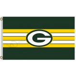 Comercio al por mayor personalizado nfl green bay Empacadores 3'x5 'logo de banderas de poliéster con rayas