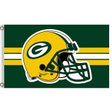 Atacado personalizado barato barato nfl green Empacotadores 3'x5 'poliéster bandeiras capacete