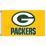 Aangepaste hoogte-Einde nfl green bay Verpakkers. 3'x5 'polyester vlaggen geel