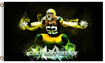Custom high-end NFL Green Bay Packers 3'x5' polyester flags Clay Matthews