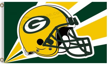 Custom high-end NFL Green Bay Packers 3'x5' polyester flags helmet with radioactive rays
