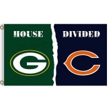 Custom high-end NFL Green Bay Packers 3'x5' polyester flags divided with chicago bears