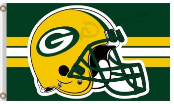 定制高-结束nfl green bay 包装工 3'x5'涤纶旗帜头盔