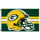 Haut personnalisé-Empaqueteurs de baie vert nfl. Casque drapeaux en polyester 3'x5 '