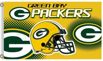 Custom high-end NFL Green Bay Packers 3'x5' polyester flags helmet and logos