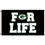 Benutzerdefinierte hoch-Ende nfl grüne Buchtpacker 3'x5 'Polyesterflaggen für das Leben