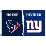 Groothandel custom nfl houstan textans 3'x7 'polyester vlaggen verdeeld met new york-reuzen