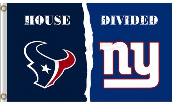 Wholesale custom NFL Houstan Textans 3'x7' polyester flags divided with New York Giants