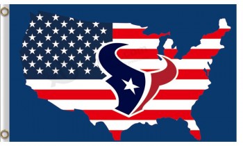 Wholesale custom NFL Houstan Textans 3'x7' polyester flags US map