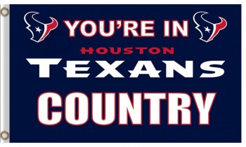 Wholesale custom NFL Houstan Textans 3'x7' polyester flags texans country