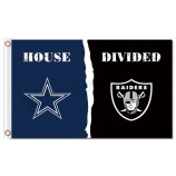 Atacado nfl dallas cowboys 3'x5 'bandeiras de poliéster divididas com raiders