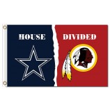 Atacado personalizado de alta qualidade nfl dallas cowboys 3'x5 'bandeiras de poliéster dividido com redskins para venda personalizada