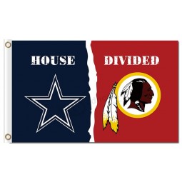 Vente en gros personnalisé haute qualité nfl dallas cowboys 3'x5 'drapeaux en polyester divisés avec des peaux rouges pour la vente sur mesure