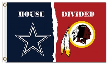 Wholesale customized high quality NFL Dallas Cowboys 3'x5' polyester flags divided with Redskins for custom sale