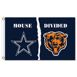 Nfl dallas cowboys drapeaux en polyester 3'x5 'contre des ours de chicago pour la vente faite sur commande