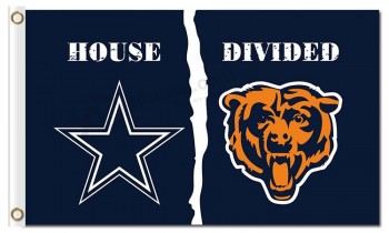Nfl dallas cowboys drapeaux en polyester 3'x5 'contre des ours de chicago pour la vente faite sur commande