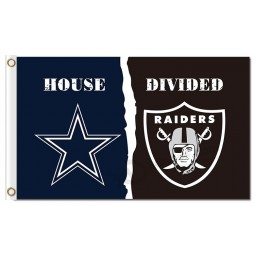 Nfl dallas cowboys 3'x5 'drapeaux en polyester divisés avec des raiders pour la vente sur mesure