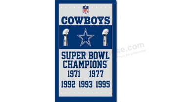 Nfl dallas cowboys 3'x5 'campeones de banderas de poliéster para la venta personalizada