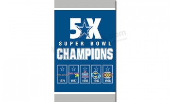 Nfl dallas cowboys 3'x5 'banderas de poliéster super campeones campeones para la venta personalizada