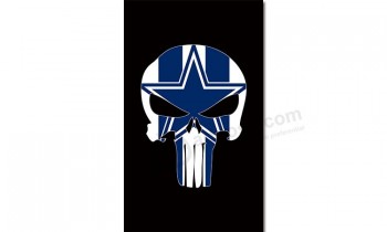 Nfl dallas cowboys 3'x5 'crânio de bandeiras de poliéster para venda personalizada