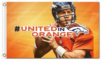 Wholesale Custom high-end NFL Denver Broncos 3'x5' polyester flags United Orange