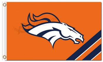 Custom high-end NFL Denver Broncos 3'x5' polyester flags logo with 2 lines right corner