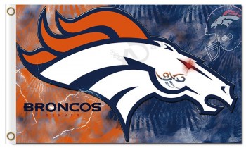 Custom high-end NFL Denver Broncos 3'x5' polyester flags orange and blue