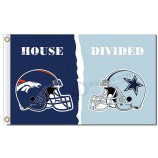 Benutzerdefinierte hoch-Ende nfl denver broncos 3'x5 'Polyesterflaggen geteilt mit Cowboys Helm