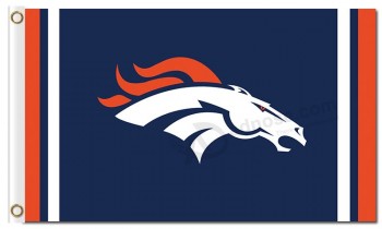 NFL Denver Broncos 3'x5' polyester flags logo with stripes at both sides