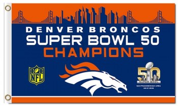 Nfl denver野马3'x5'聚酯旗帜冠军旗帜与nfl符号